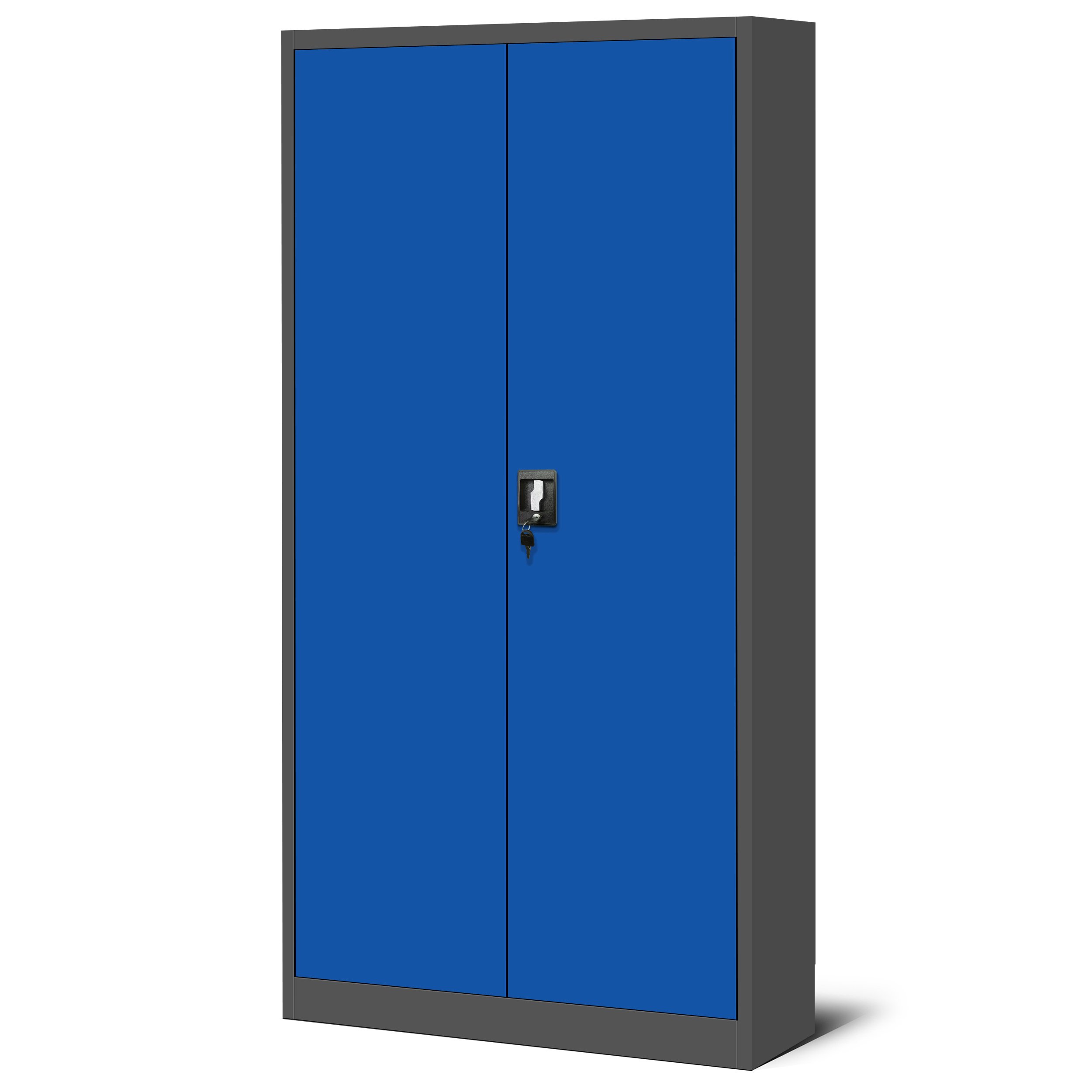 Jan Nowak Set di 3 Armadio da Ufficio C001 Archivio per Officina in Metallo Verniciato a polvere Chiudibile 185 cm x 90 cm x 40 cm (Antracite-Blu)