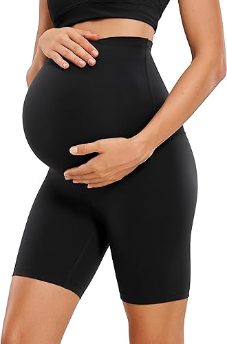 CRZ YOGA Womens Butterluxe Maternity Yoga Shorts 6" - Over The Belly Pregnancy Workout Athletic Biker Shorts