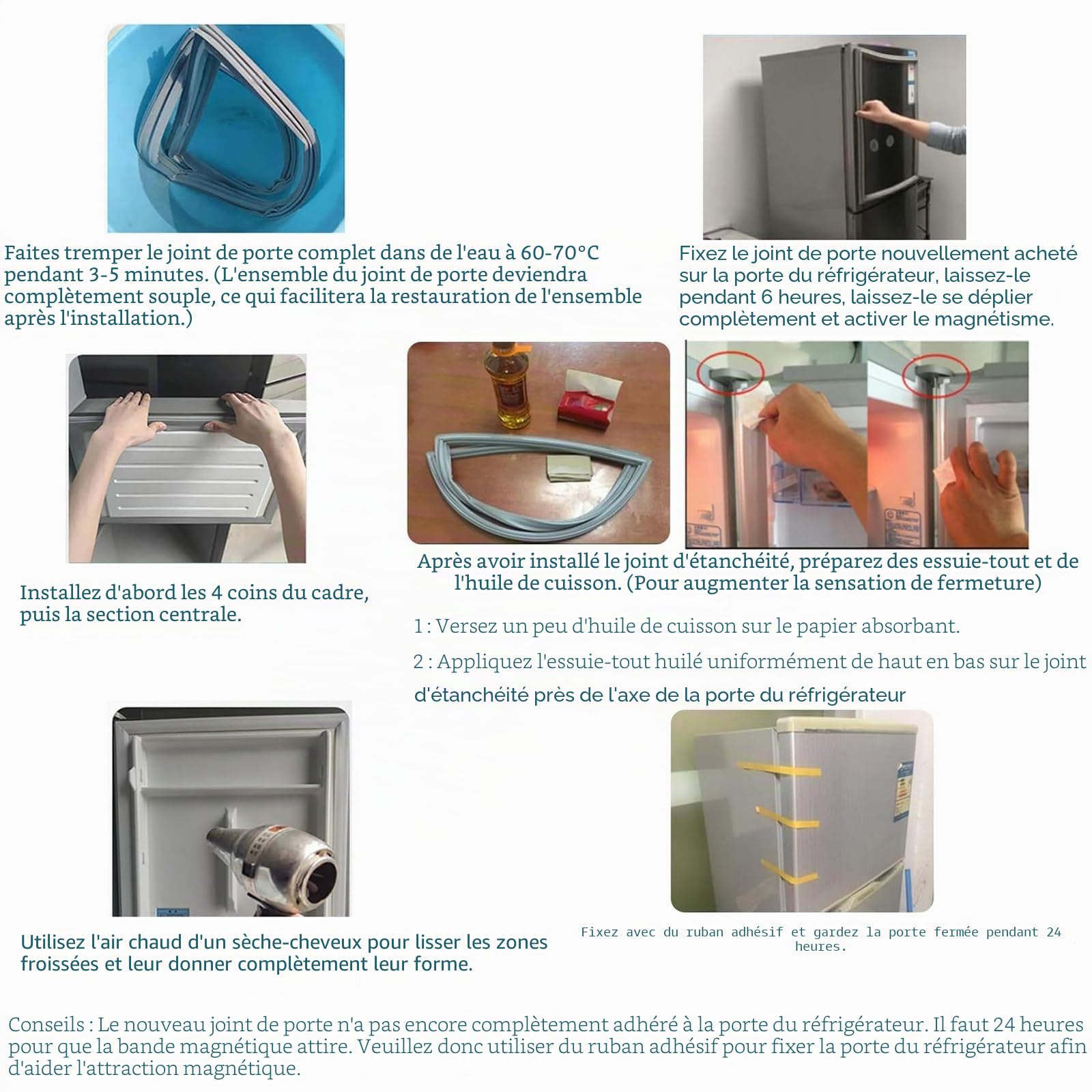 Joint De Porte Congelateur, étanchéIté Magnétique Pièces De Congélateur Toutes Tailles, Réfrigérateur Congélateur Joint D'étanchéIté Magnétique Universel pour Frigo