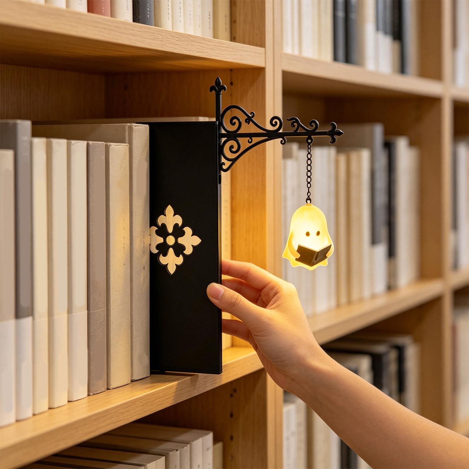 Library Lantern-Decorative Bookshelf Lighting, Vintage Library Lantern Bookshelf Lamp for Bookworms, Mini Books Nook Lamp, LED Nightlight, Desk Decoration,Halloween deko (B-1pcs)