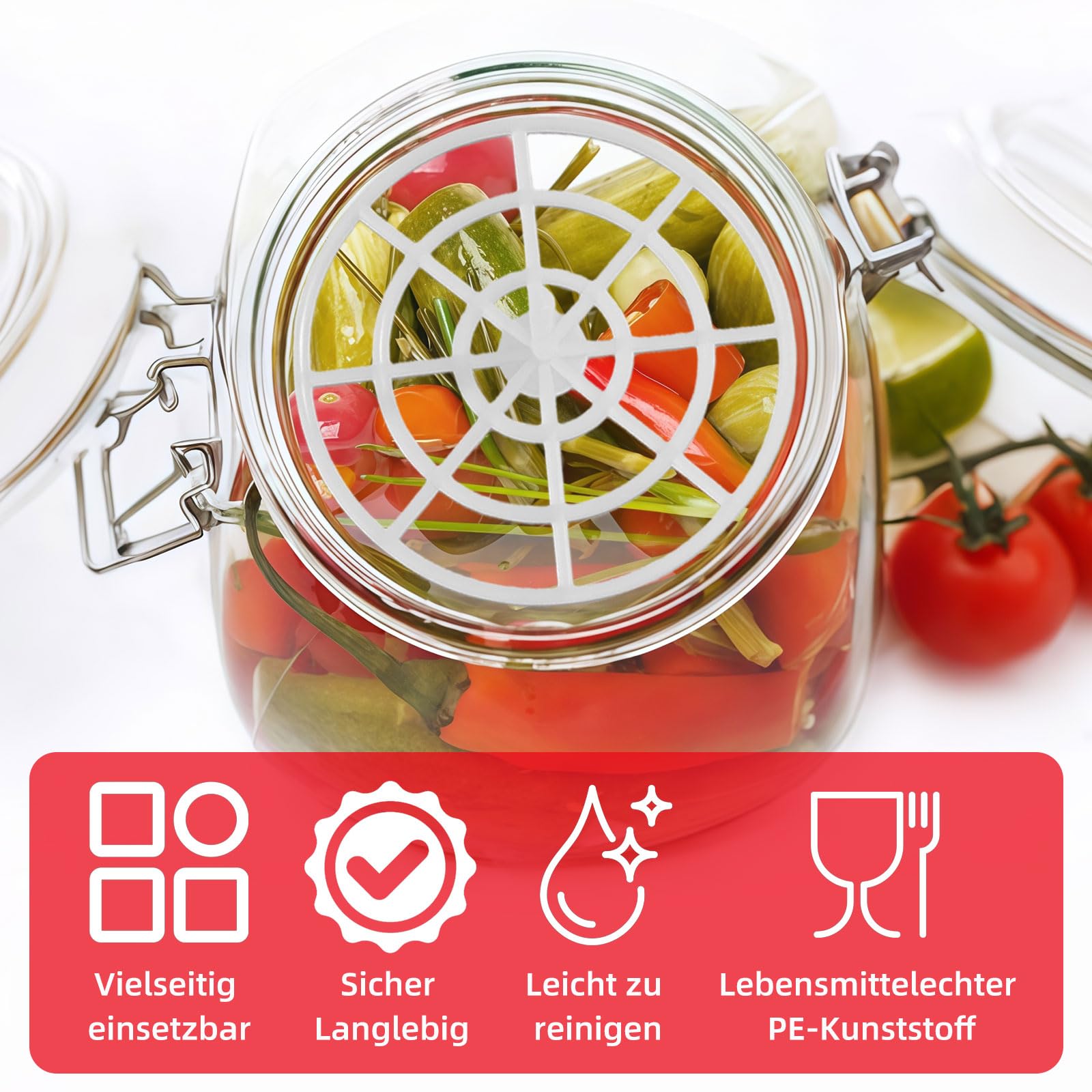 Juego de fermentación de 5 Piezas de jarras para encurtir pepinos, Pesos de fermentación para tarros de conservas, diseño de Malla, Kimchi chucrut Verduras, para encurtir y fermentar Alimentos