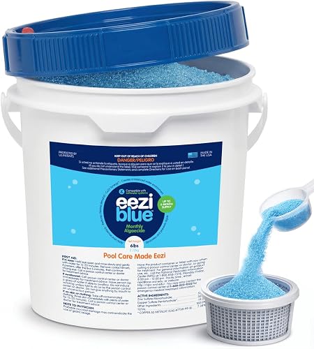 Eeziblue Monthly Algaecide for Swimming Pool, Pool Algaecide for Inground Pool & Above Ground Pool - Effective Monthly Treatment to Prevent Algae Growth - 6 lbs Bucket