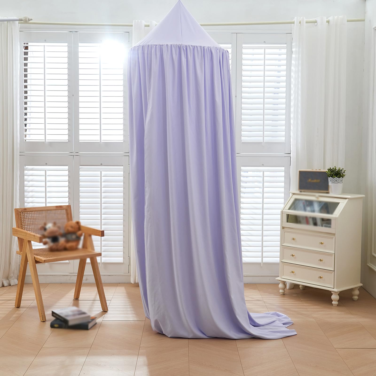 Moskitonetz Betthimmel, Prinzessin Kinderzimmer Baldachin Chiffon Hängende Insektennetz Vorhänge Baby Spielzelte ohne Bohren, für Schlafzimmer Ankleidezimmer Reise Mädchen Jungen (Light purple)