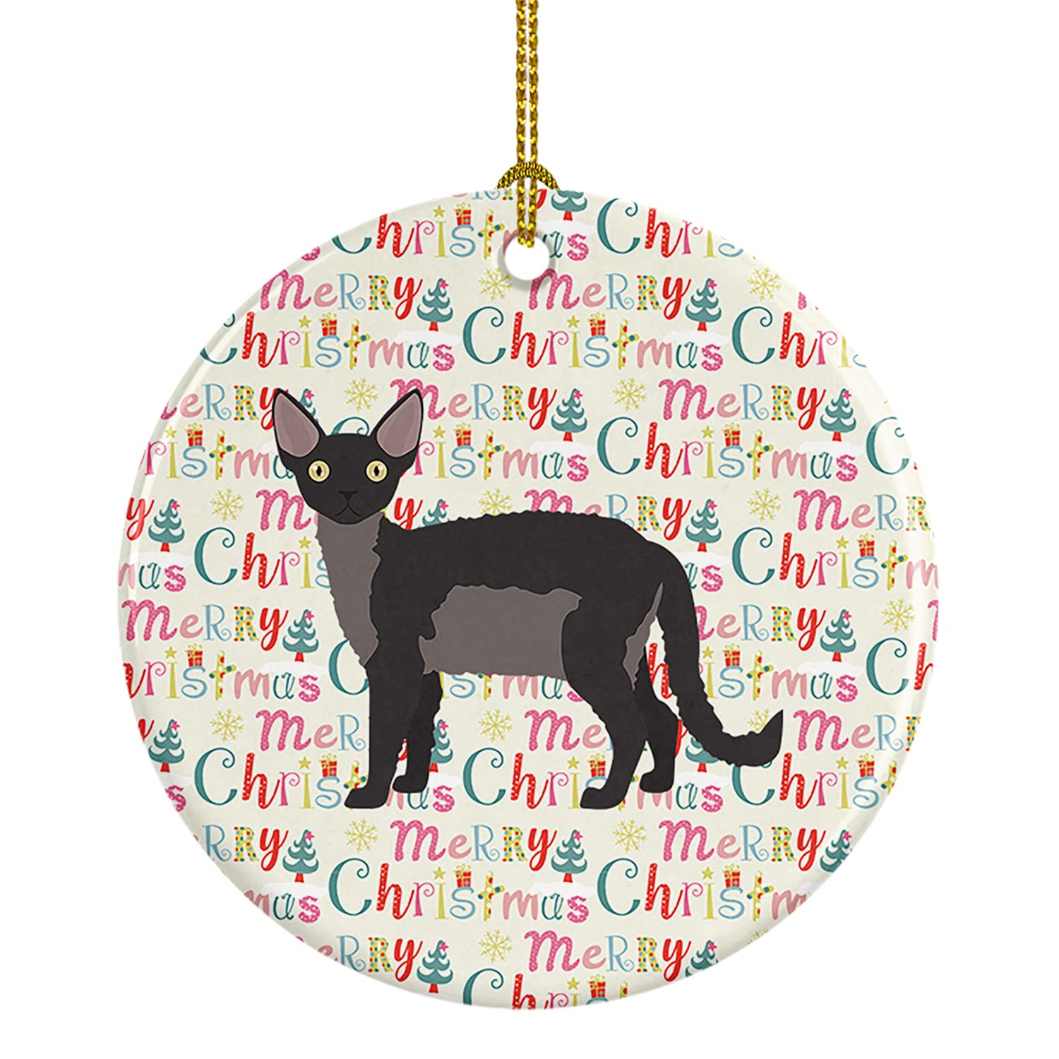Caroline's TreasuresDevon Rex Cat Christmas Ceramic Ornament Christmas Tree Hanging Decorations for Home Christmas Holiday, Party, Gift, 3 in, Multicolor