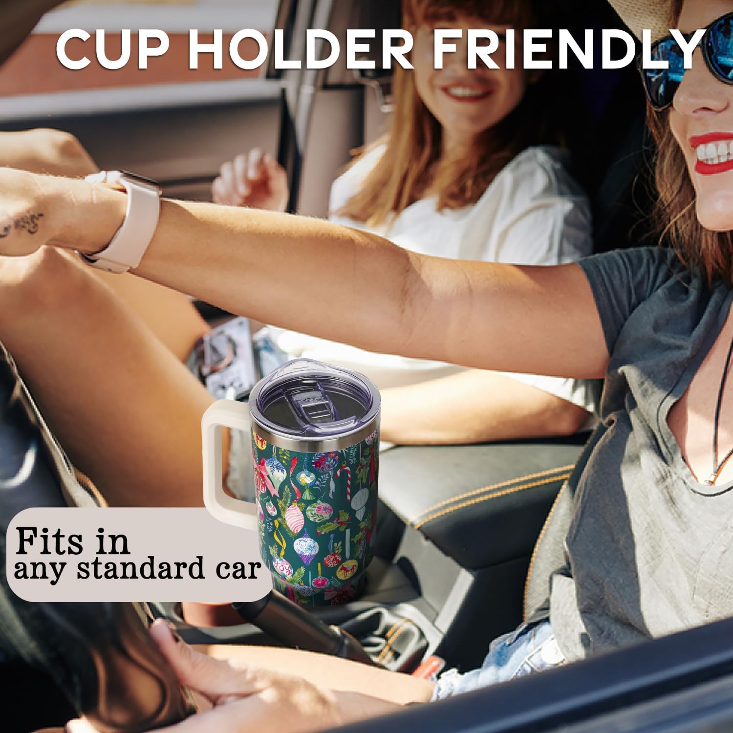 Christmas Tumbler with Handle and Straw Lid 40 oz,Cute Christmas Gifts for Women Xmas Balls Ornament Vacuum Insulated Leak Proof Tumbler,Winter Holiday Accessories Stainless Steel Coffee Cup Mug - Image 6