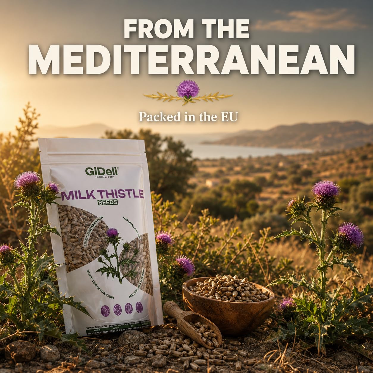 GiDeli Semillas de cardo mariano, 2 x 5 kg, 100% semillas enteras, sin aditivos para la nutrición diaria, contenido de silimarina natural, ideal para yogur, cereales, batidos y ensaladas, origen