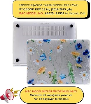 McStorey MacBook Pro Retina 13 İnç Kılıf A1425 A1502 Uyumlu Tropikal Yaprak ve Çiçek Desenli Sert Kapak Hard Case İnce Hafif Laptop Koruyucu R-622
