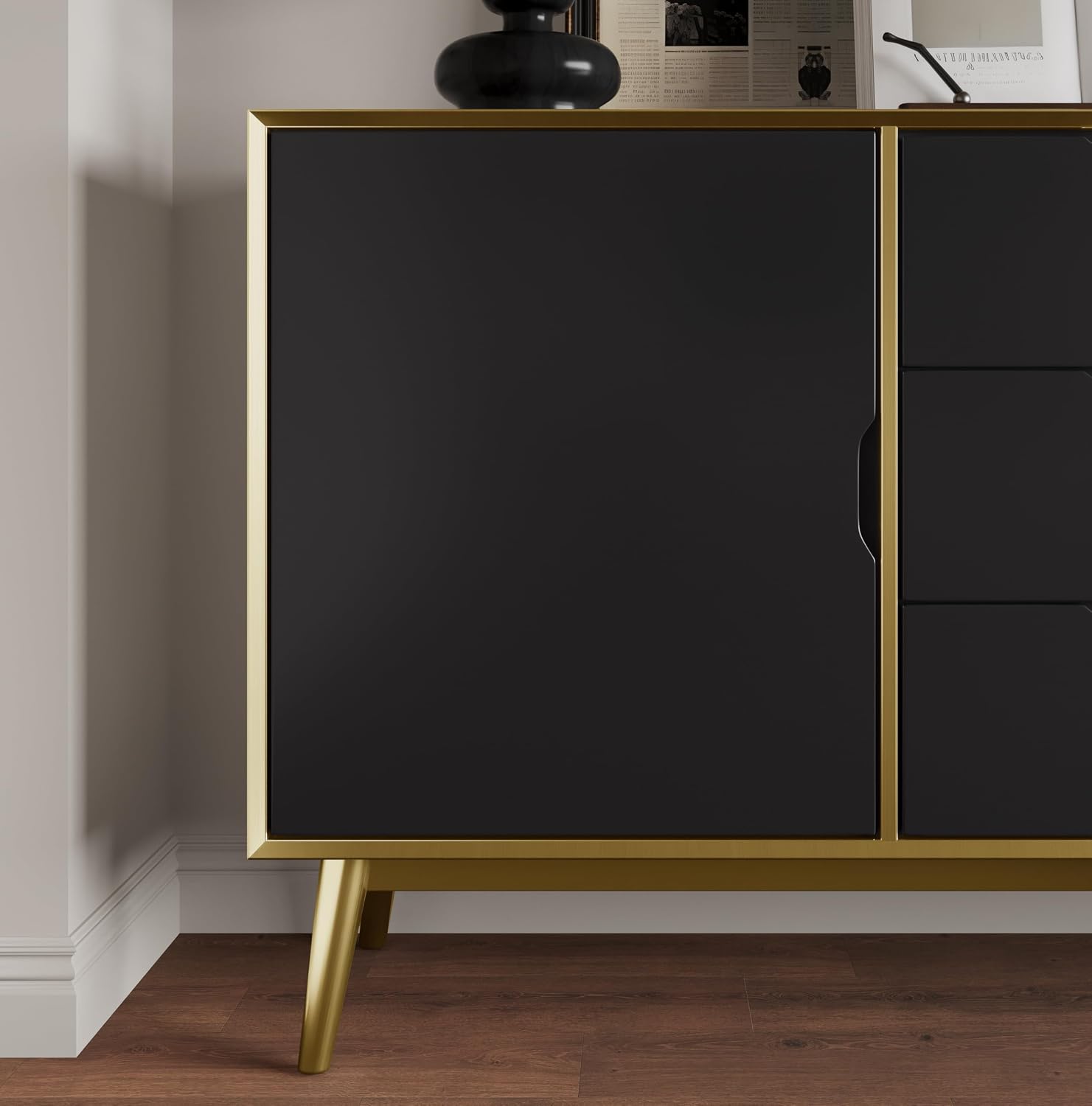 Abyssaly Gold Stainless Steel Wallpaper Contact Paper, Gold Fridge Wrap Peel and Stick for Kitchen,Self-Adhesive Metallic Wallpaper for Microwave Oven and Cabinets 11.8" X 78.2"