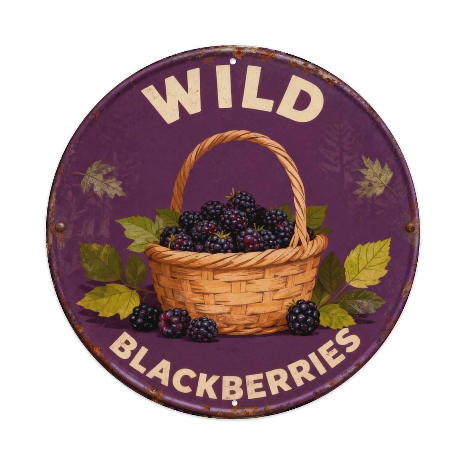 Wild Blackberries Metal Tin Sign Plaque