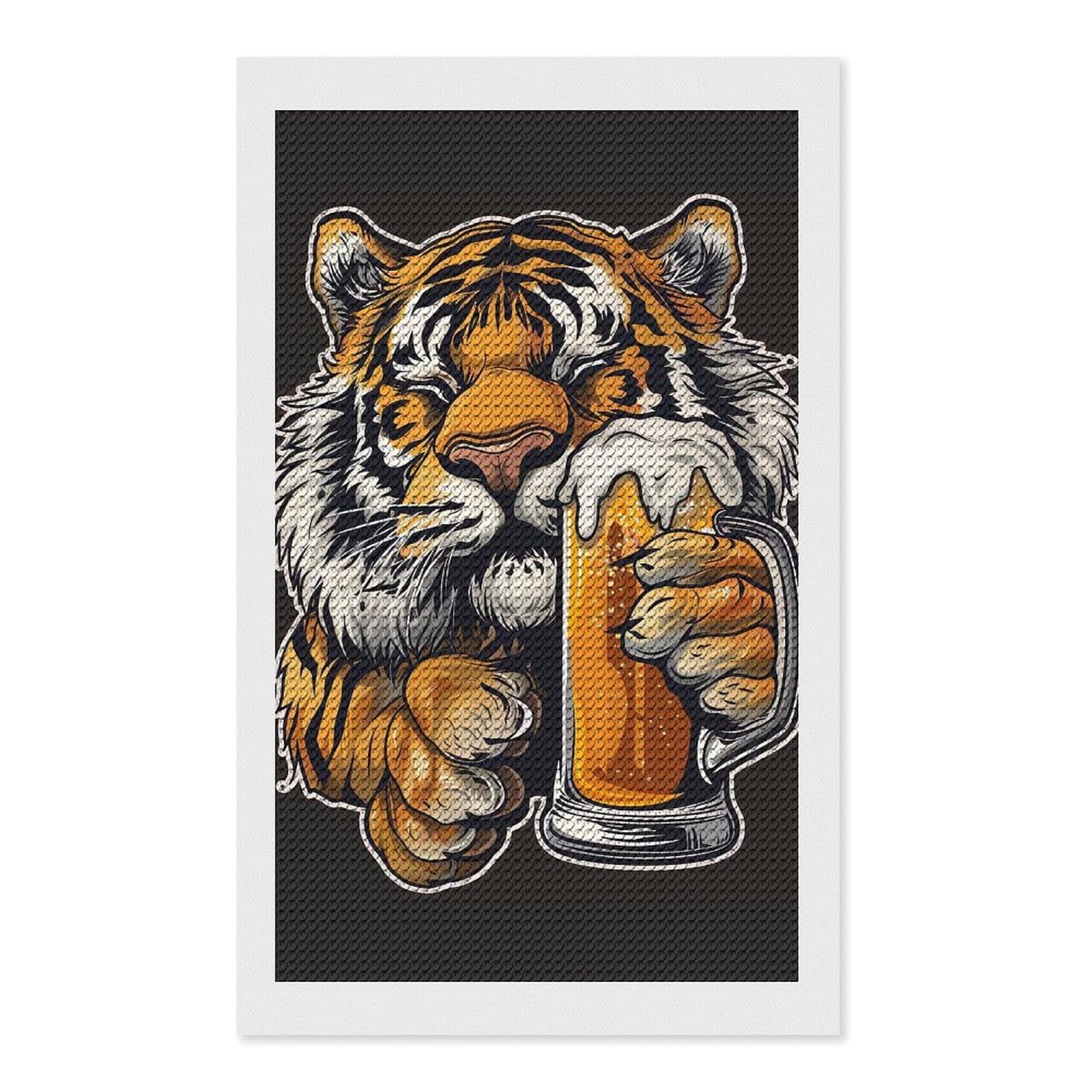 Junmoney Tiger Beer Diamond Art Kit 12"x20", Bedroom Decor, Adhesive Canvas, Full Kit Included, Thoughtful Present, Birthday Gift