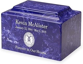 Cobalt United States Air Force Cremation Urn - Personalized Memorial - Cultured Marble - 210 Cubic Inch Capacity - Customized Urns for Ashes for People up to 200 Pounds