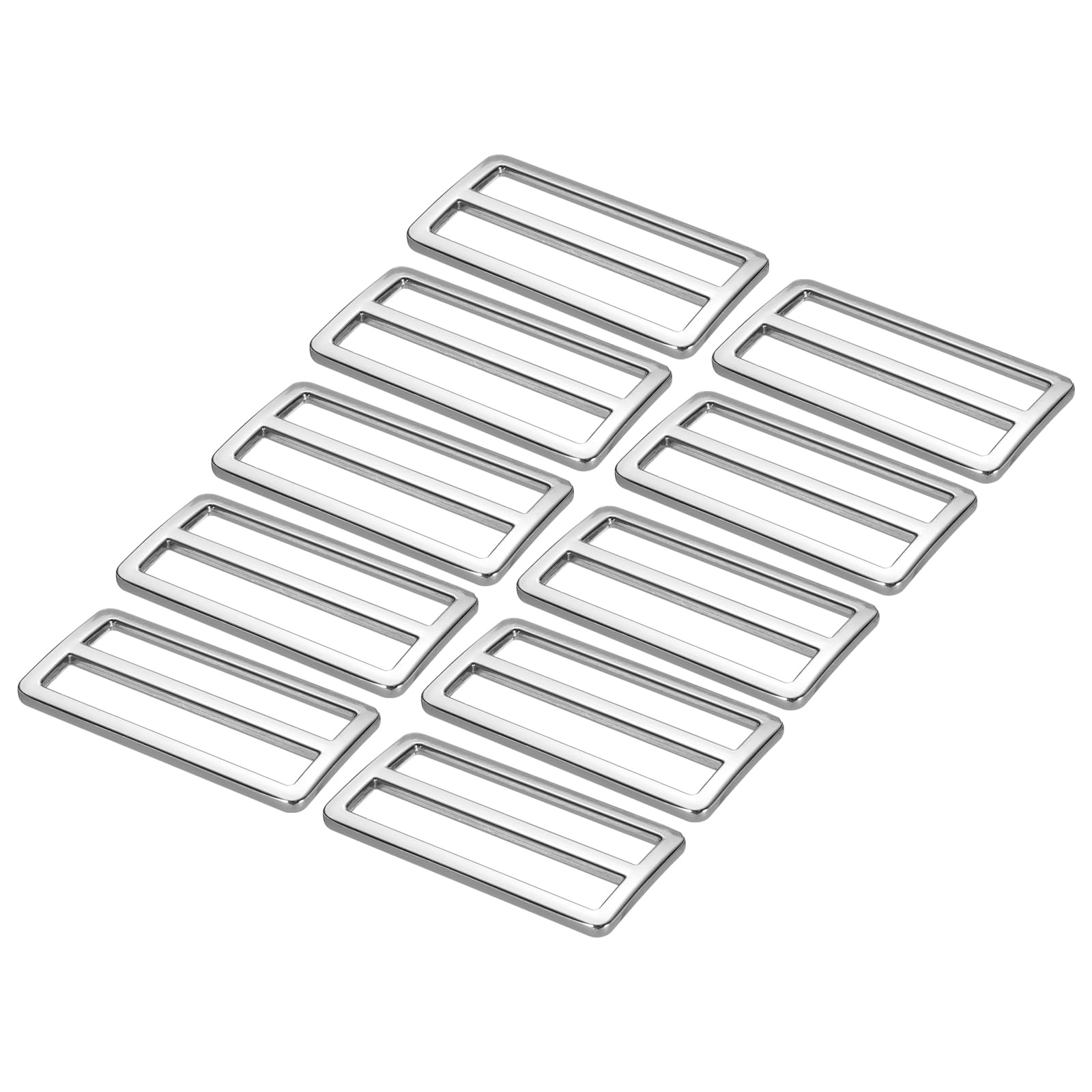 PATIKIL 0.8 Inch Tri-Glide Slide Buttons, 10 Pack Adjustable Buckle Webbing Strap Fastener for Backpack Bag Belt Silver