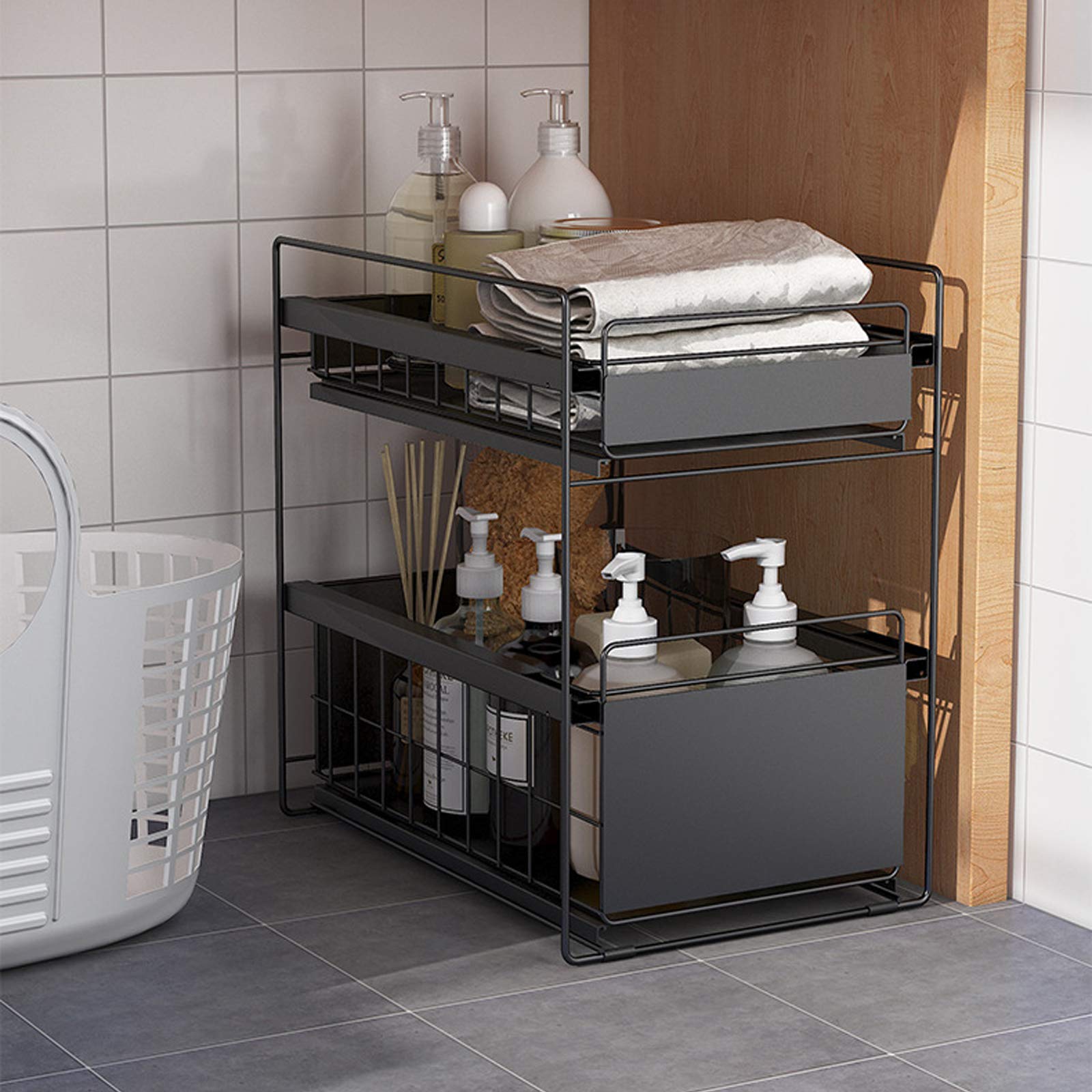 Buy vocheer Sliding Storage Basket, 2Tier Under Sink Organizer