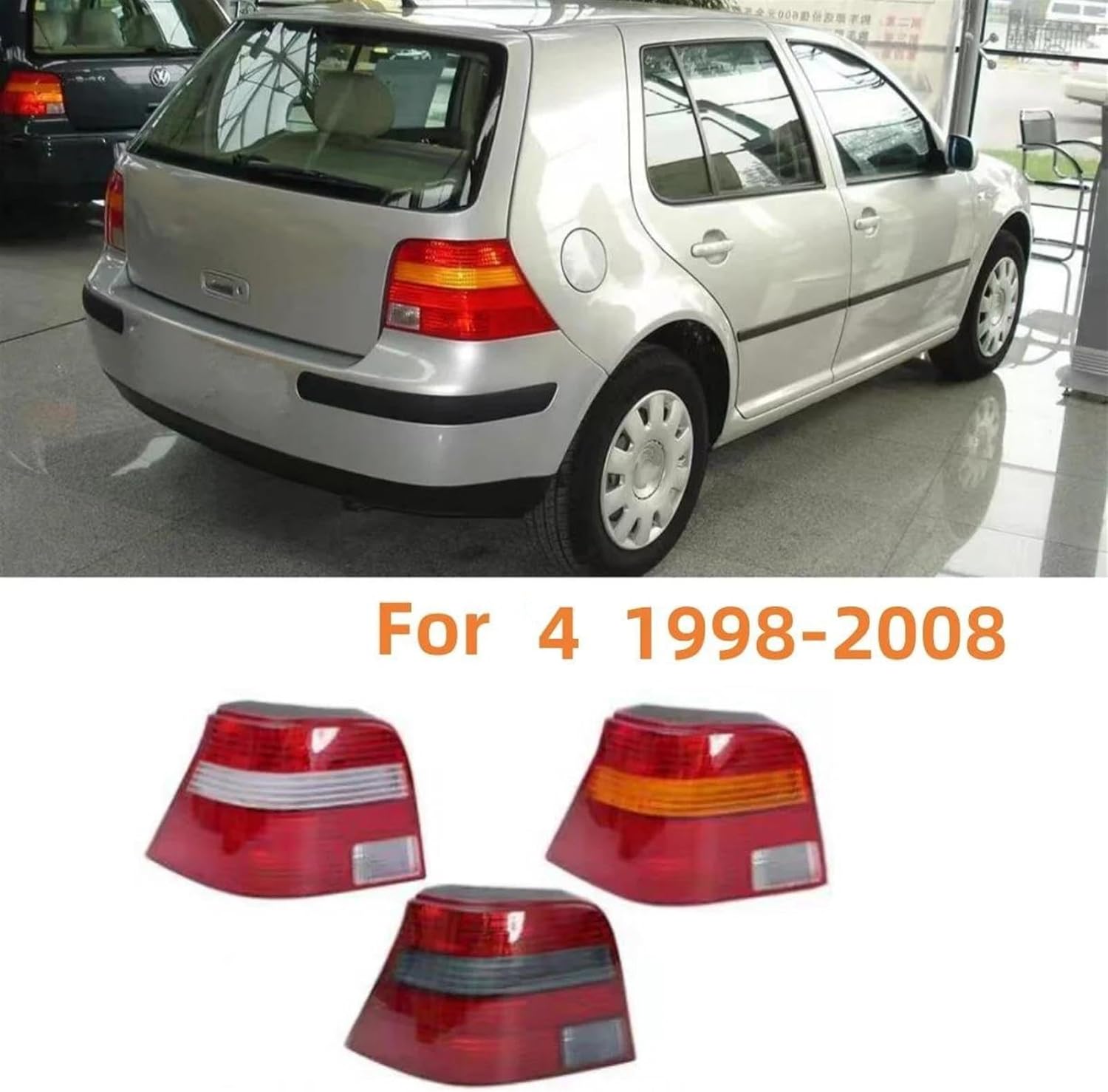 Car Rear Lights Upgrade for Golf 4 1998-2008 Tail Light Rear Warning Brake Light Turn Signal Auto Taillight Lamp Housing Car Accessories(Black,Left)