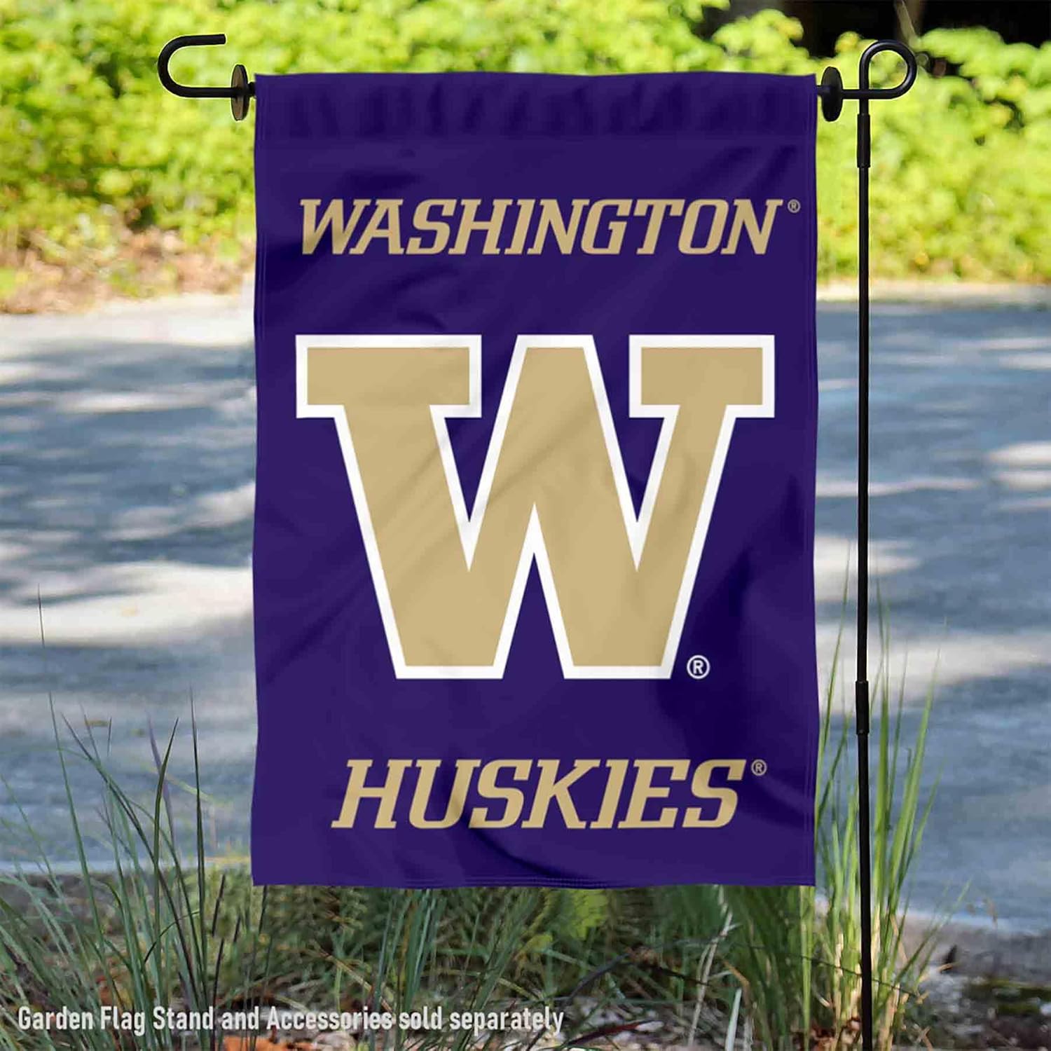 College Flags & Banners Co. Washington UW Huskies Wordmark Garden Banner Flag - Image 2