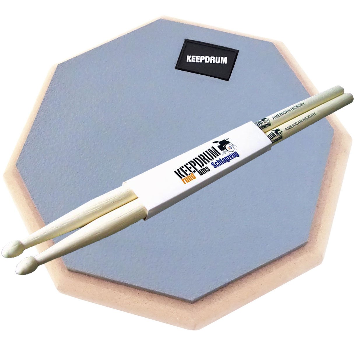 Keepdrum DP-GY8 Set di pad allenatore grigio con cavalletto, custodia e bacchette + 1 paio di bacchette
