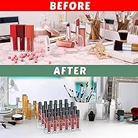 Vista 5 de Macarrie 4 Pieces Lipstick Holder Organizer 24 Slot Acrylic Lipstick Makeup Organizer Case Display Stand Storage Box for Lipsticks Lipgloss Brushes