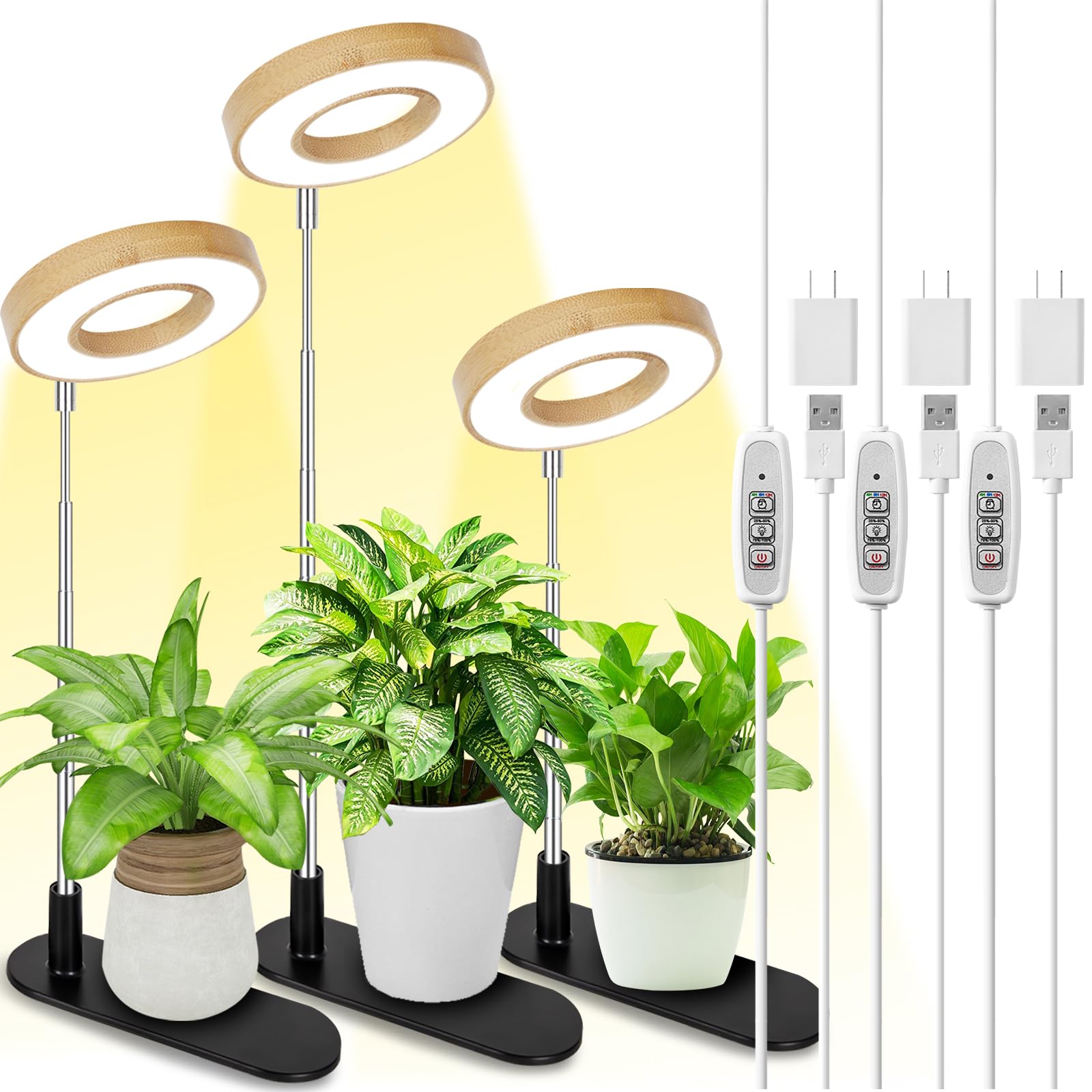 Amazon.com : LORDEM Bamboo Base Desktop Grow Light, LED Plant Lamp