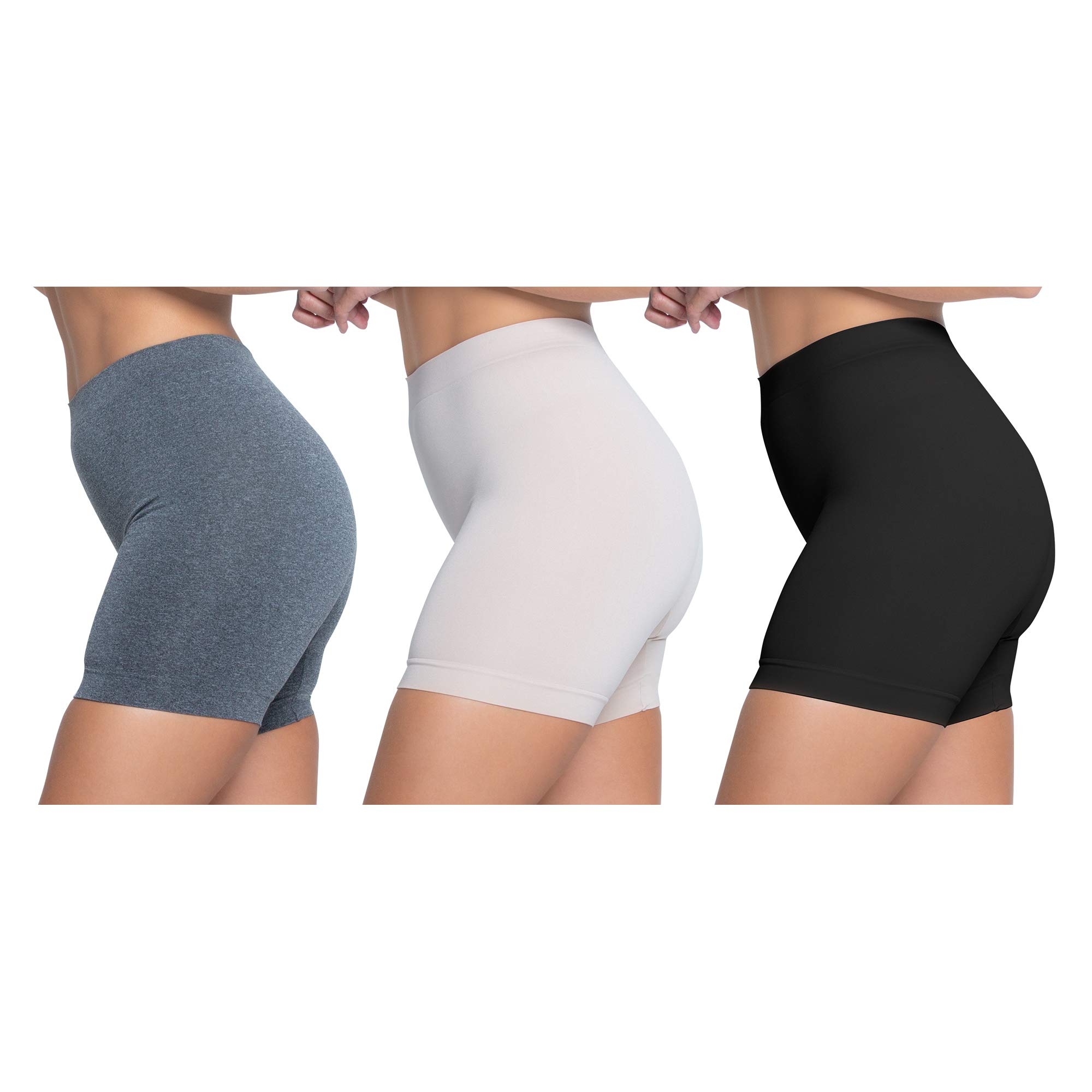 SkinnygirlWomen's Mid-Length Seamless Slip Shorts, Multipack