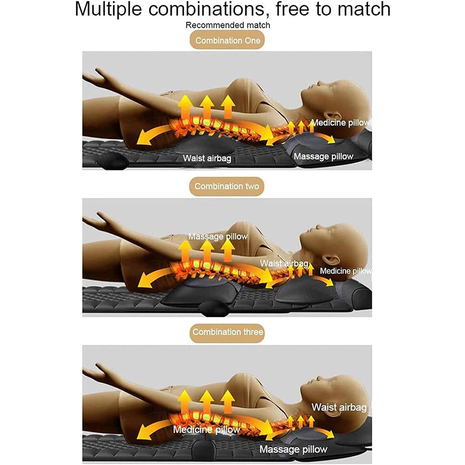 Esterilla de masaje con 20 cabezales de masaje Shiatsu para el cuello, 9 modos, 9 niveles, almohadilla térmica para colchón, cojín masajeador de cuerpo completo para cuello y espalda, almohadilla