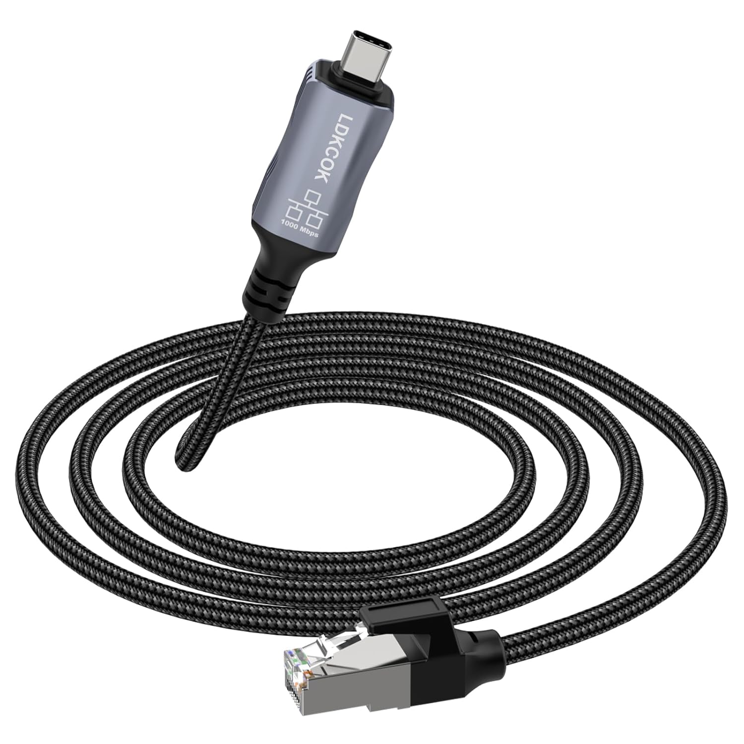 LDKCOK USB C to Ethernet Cable, Type C to RJ45 LAN Cord, for MacBook Pro/Air, iPad Pro, iPhone 15 Series, Galaxy, Smartphone, Laptop, PC (15 Feet)