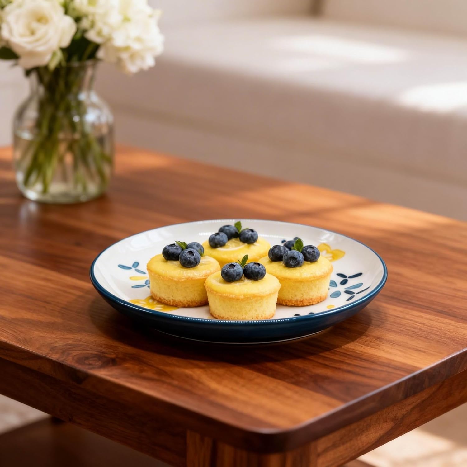 UniqueLife Hand-Painted 6 Inch Ceramic Plates Set of 6, Mixed Design, Glossy Glaze Dessert Plates for Snacks, Appetizers, Bread, Cake, Microwave & Dishwasher Safe -Mixed