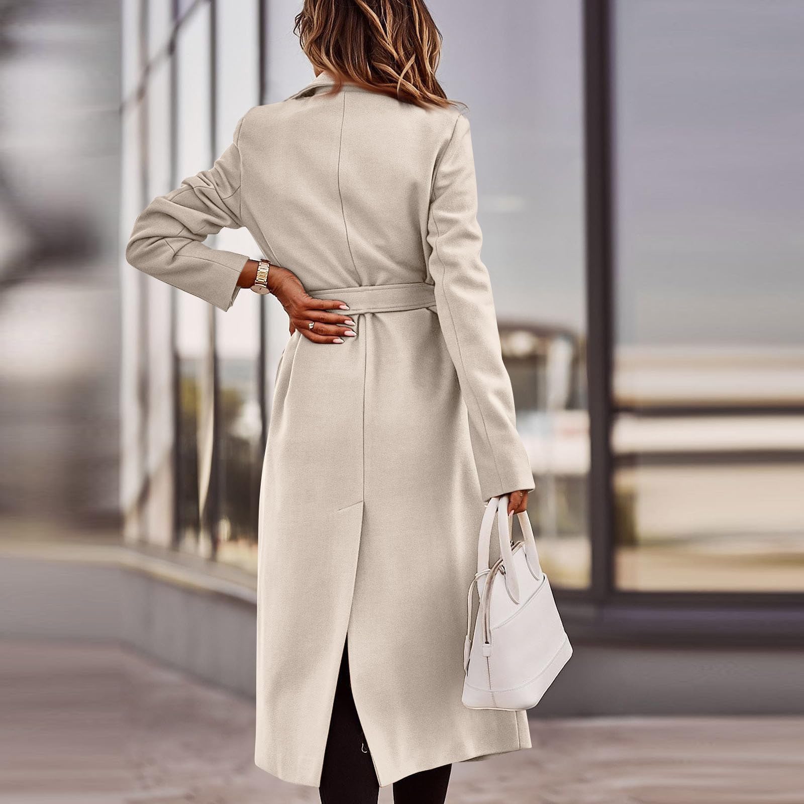 Wintermantel Damen Wolle Mantel Lang Wollmantel Elegant Trenchcoat