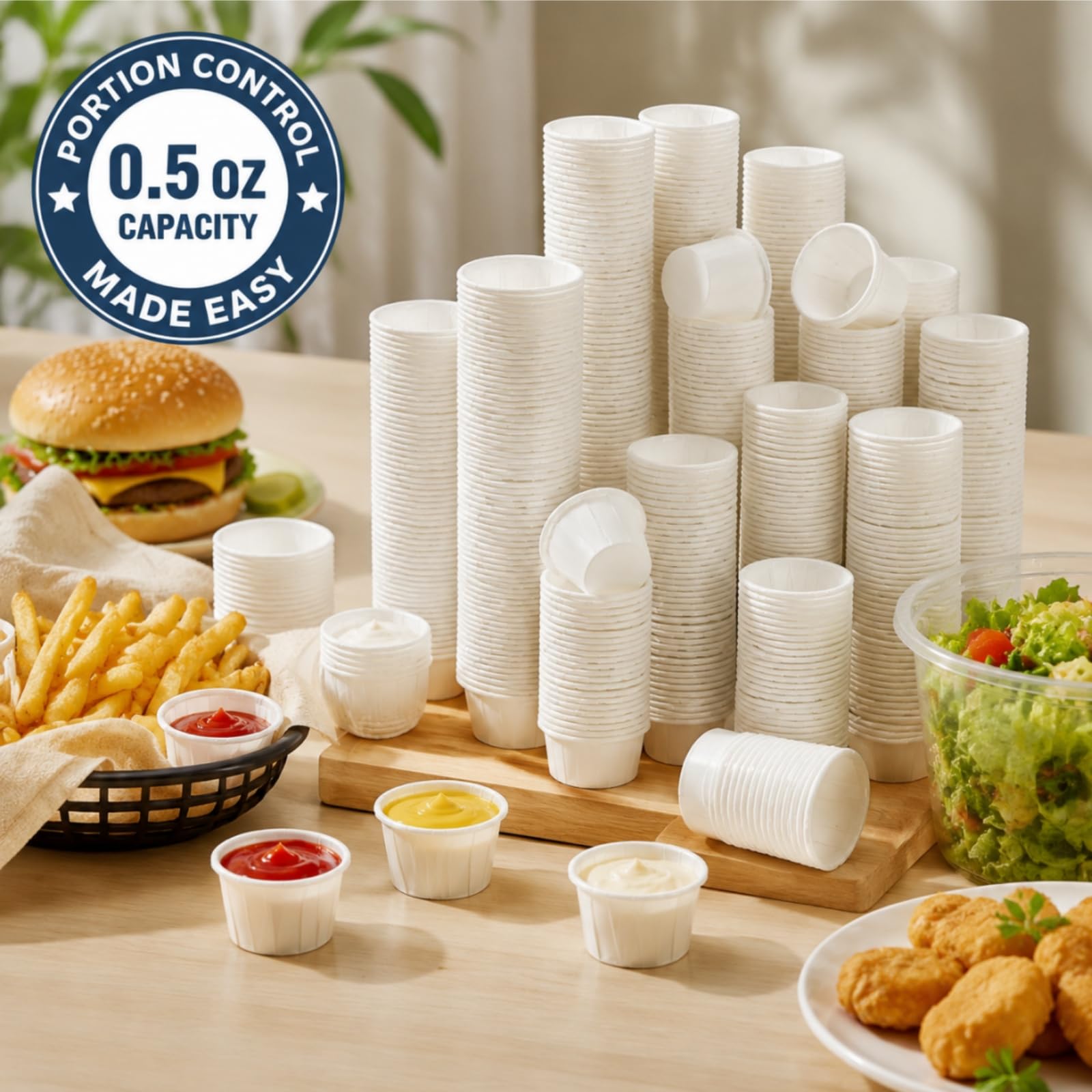 Dicunoy 1000 tazas de papel de 0.5 onzas, desechables, tratadas en blanco, para medir, medicamentos, muestras, chupitos de gelatina, degustaciones, postres