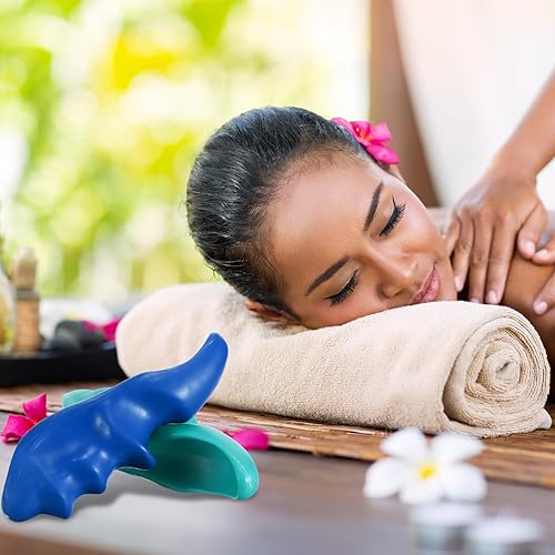 Miniatura 3 de Nuanchu 2 piezas azul y verde pulgar saver herramienta de masaje masajeador de tejido profundo para reflexología de presión profesional cuello