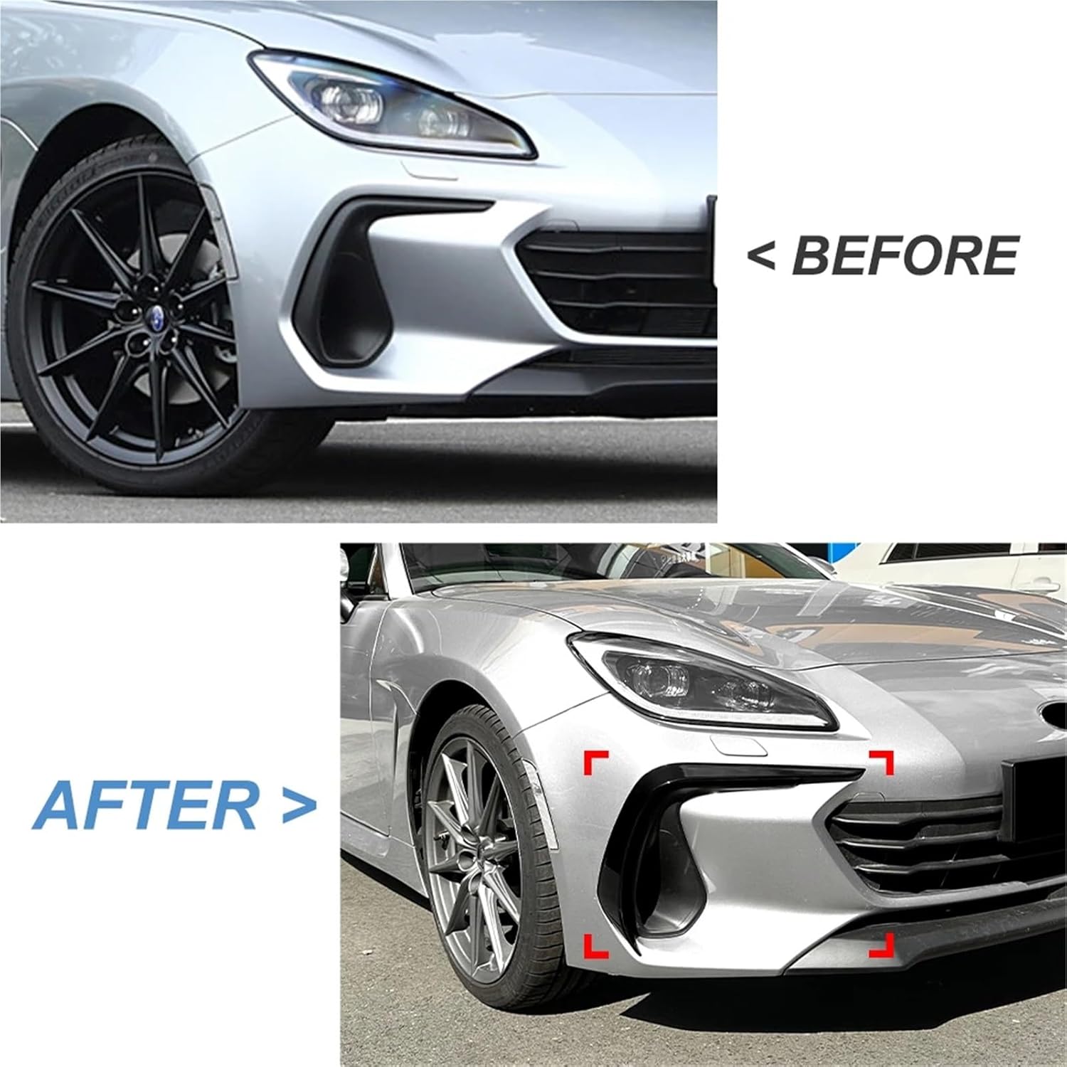 Compatible with Subaru BRZ 2021+ Front Wind Knife Spoiler Car Sticker Exterior Modification Glossy Black Car Body Kit(Carbon Black Look)