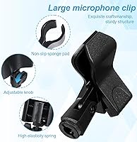 Vista 2 de 2 piezas de soporte de clip de micrófono grande con tornillo universal ajustable soporte de clip de micrófono con adaptador de tornillo macho de 5/8