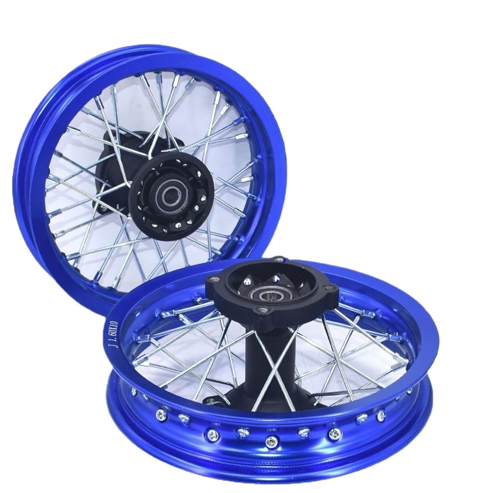 Piasty kół Motocykla Pasuje do CRF50 XR50 70 przednich 1,60-10 cali tylnych 10-calowych aluminiowych felg aluminiowych czarna piasta Przednia Tylna Piasta(Blue 15mm Axle Hole)