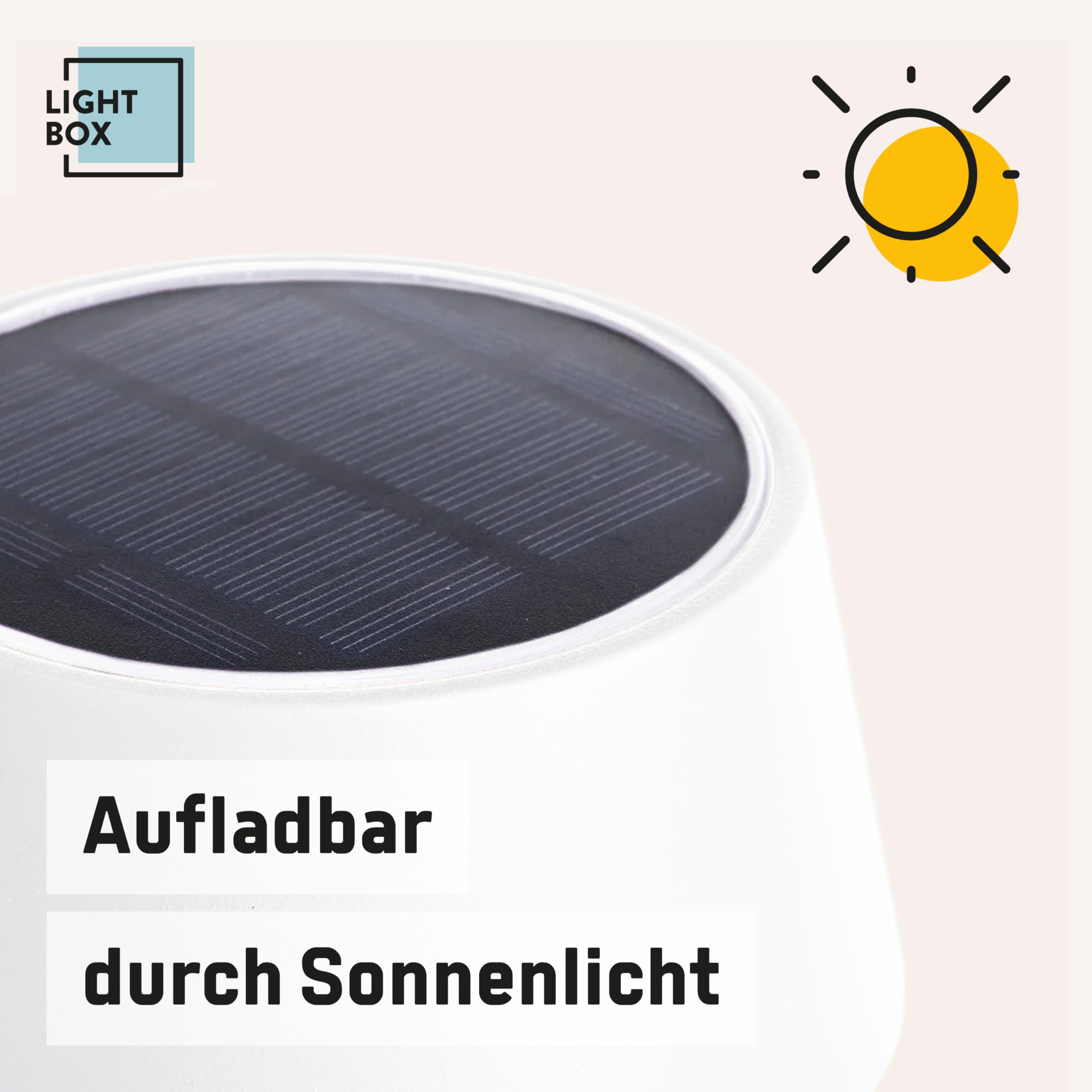 LED lámpara de mesa para exteriores | Ø 13 cm | lámpara de exterior inalámbrica con energía solar | regulador de intensidad táctil de 3 niveles | lámpara de mesa a pilas en blanco, decoración balcones