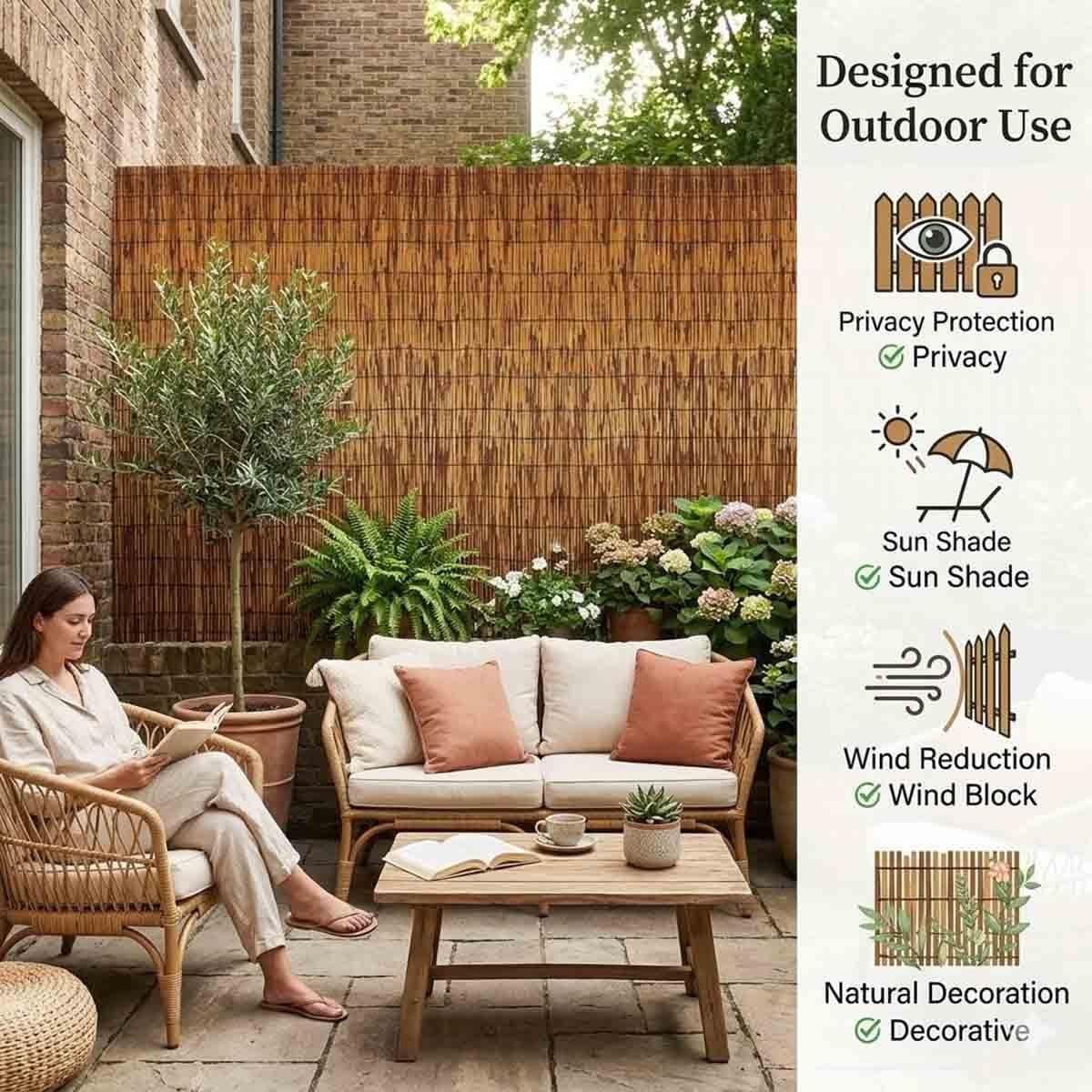 Brise Vue Jardin Naturel En Roseau Canisse Bambou Pour Clôture Extérieur Et Balcon Occultant Haute Densité Protection Intimité Terrasse Facile À Installer(Brun,H70xL750cm)