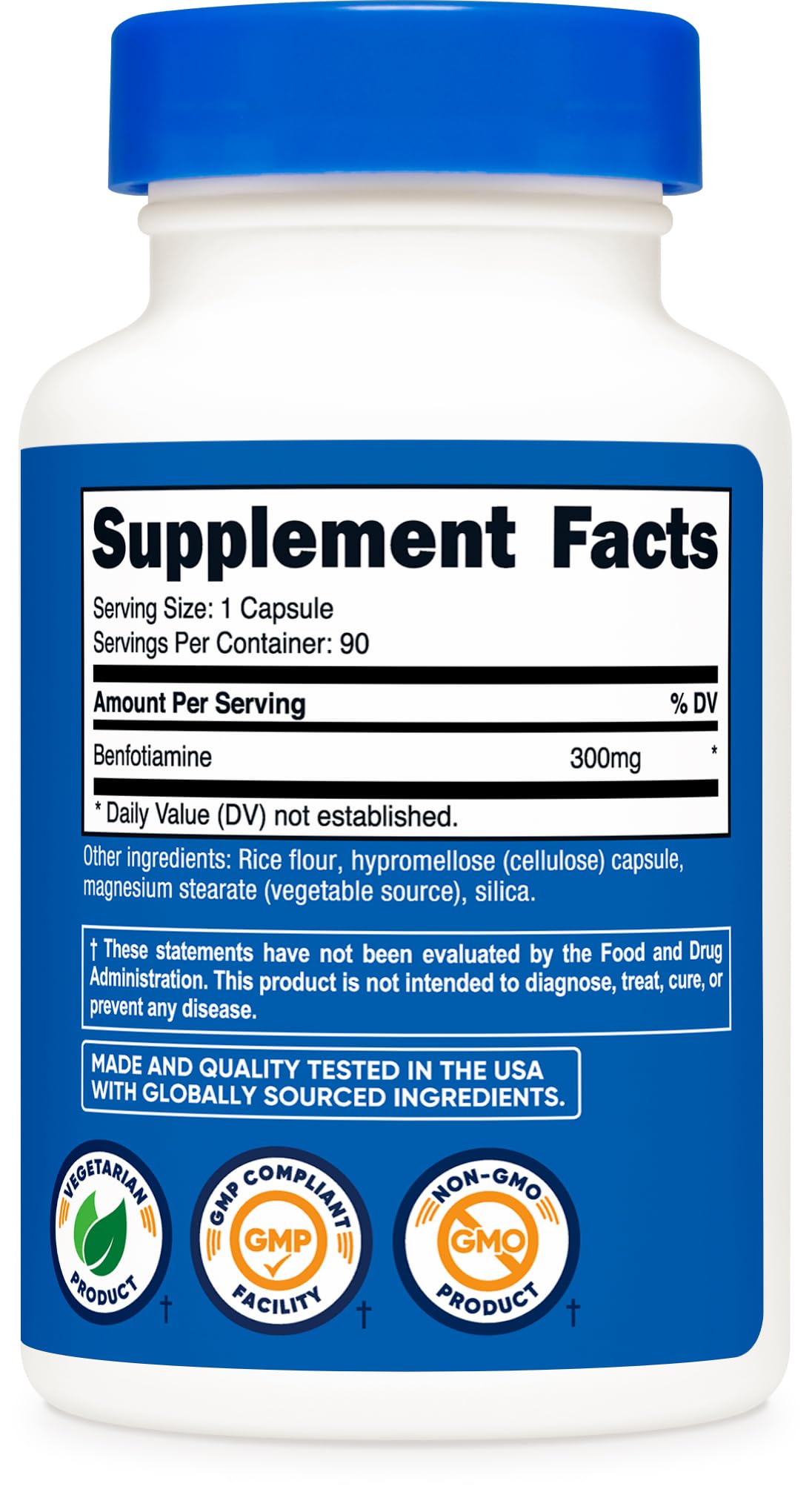 Nutricost Benfotiamine 300mg, 90 Capsules, Fat Soluble Vitamin B1, GMO-Free — Amazon image 5