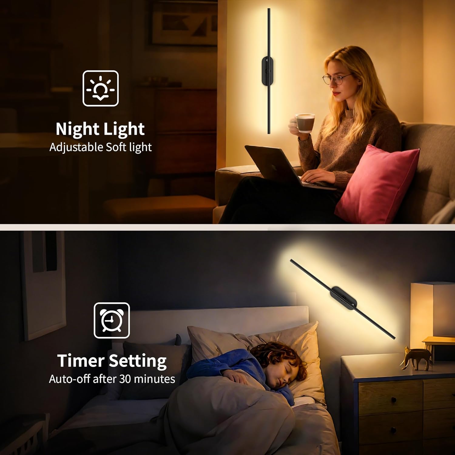 2026 Upgraded Wall Sconces Set of 2, Magnetic 10000mAh Wireless USB Rechargeable Wall Lights,360°Rotation Wall Sconce With Remote Control,LED Dimmable Wall Lamp For Living Room,Bedroom,Hallway (30 In)