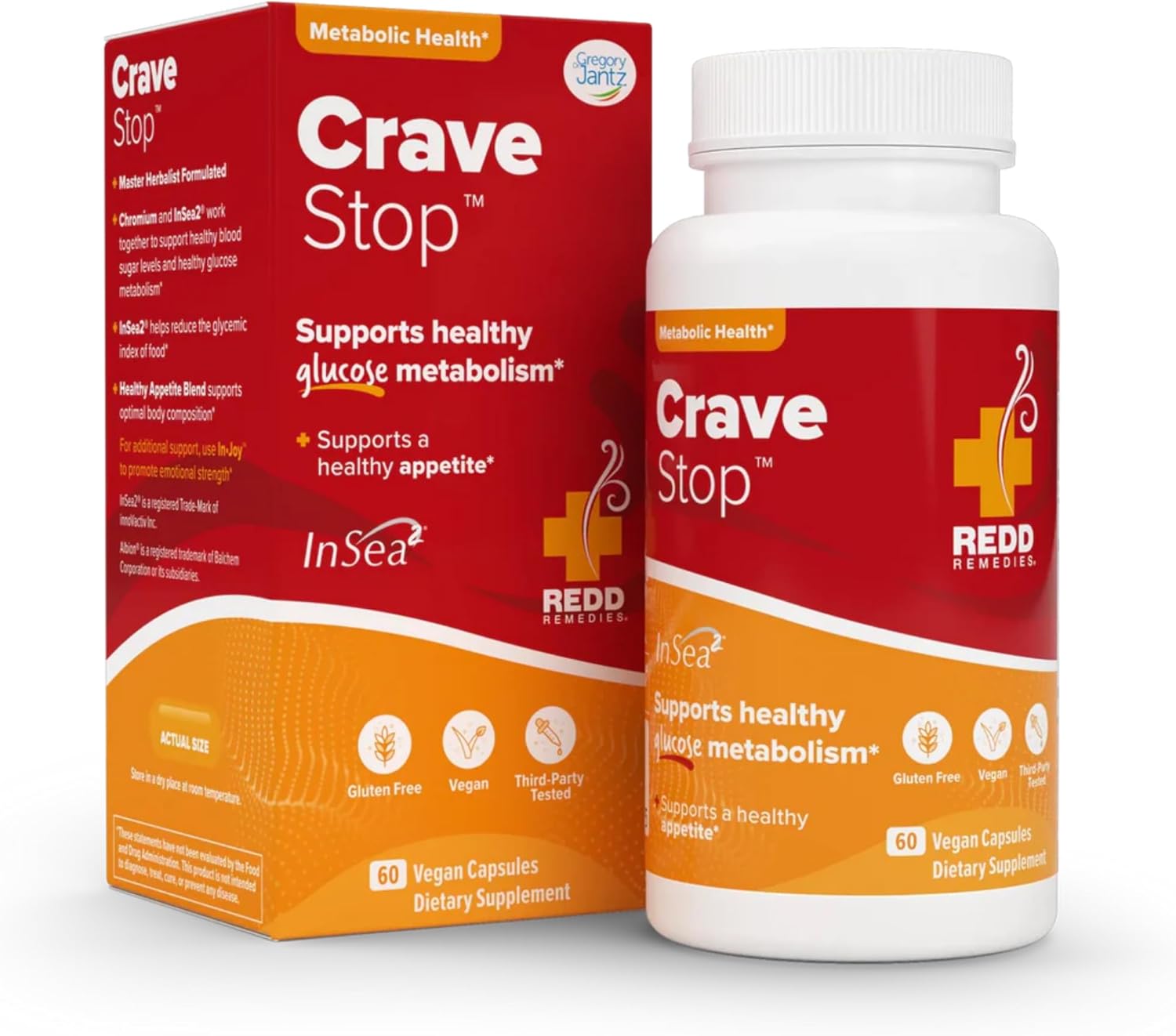 Redd Remedies Crave Stop | Supports Healthy Glucose Metabolism and Appetite | 30 Servings, 60 Vegan Capsules