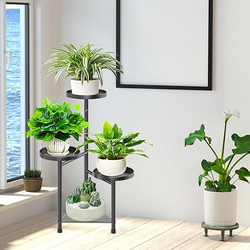 Miniatura 3 de Soporte para plantas de 4 niveles para interiores, estante de flores de metal, soportes para macetas de flores de metal para plantas de interior,