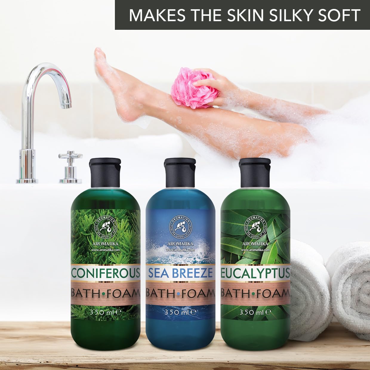 Espuma Baño Set Coníferas & Brisa Marina & Eucalipto 3x350ml - Cuidado del Cuerpo - Relajación - Aroma Fresco - Aromaterapia - Spa - Baños de Burbujas - Belleza
