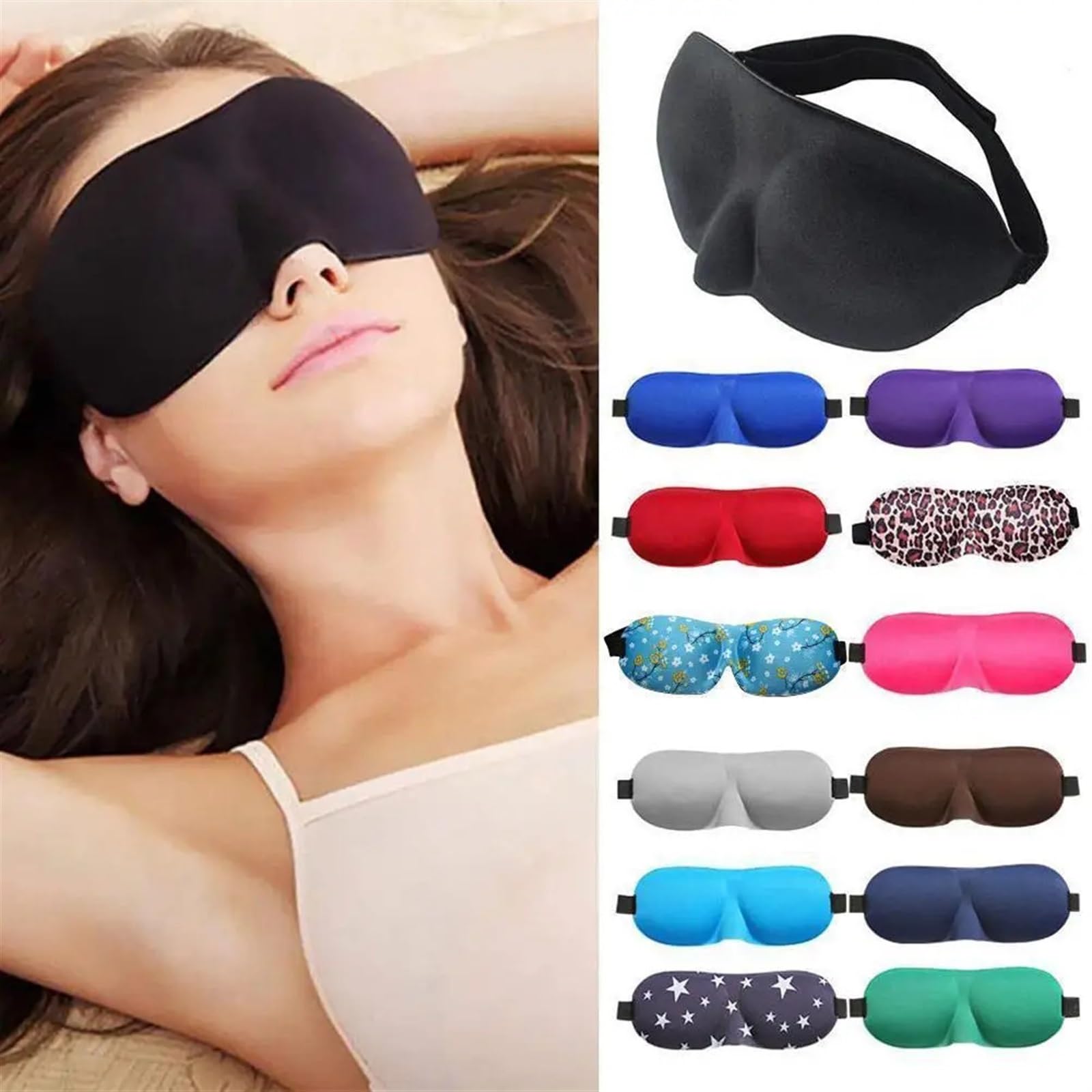 Máscaras para dormir Zero Eye Pressure Blackout pa Máscara de seda for ojos, 1 pieza, 3D, antifaz for dormir, antifaz natural for dormir(Black)