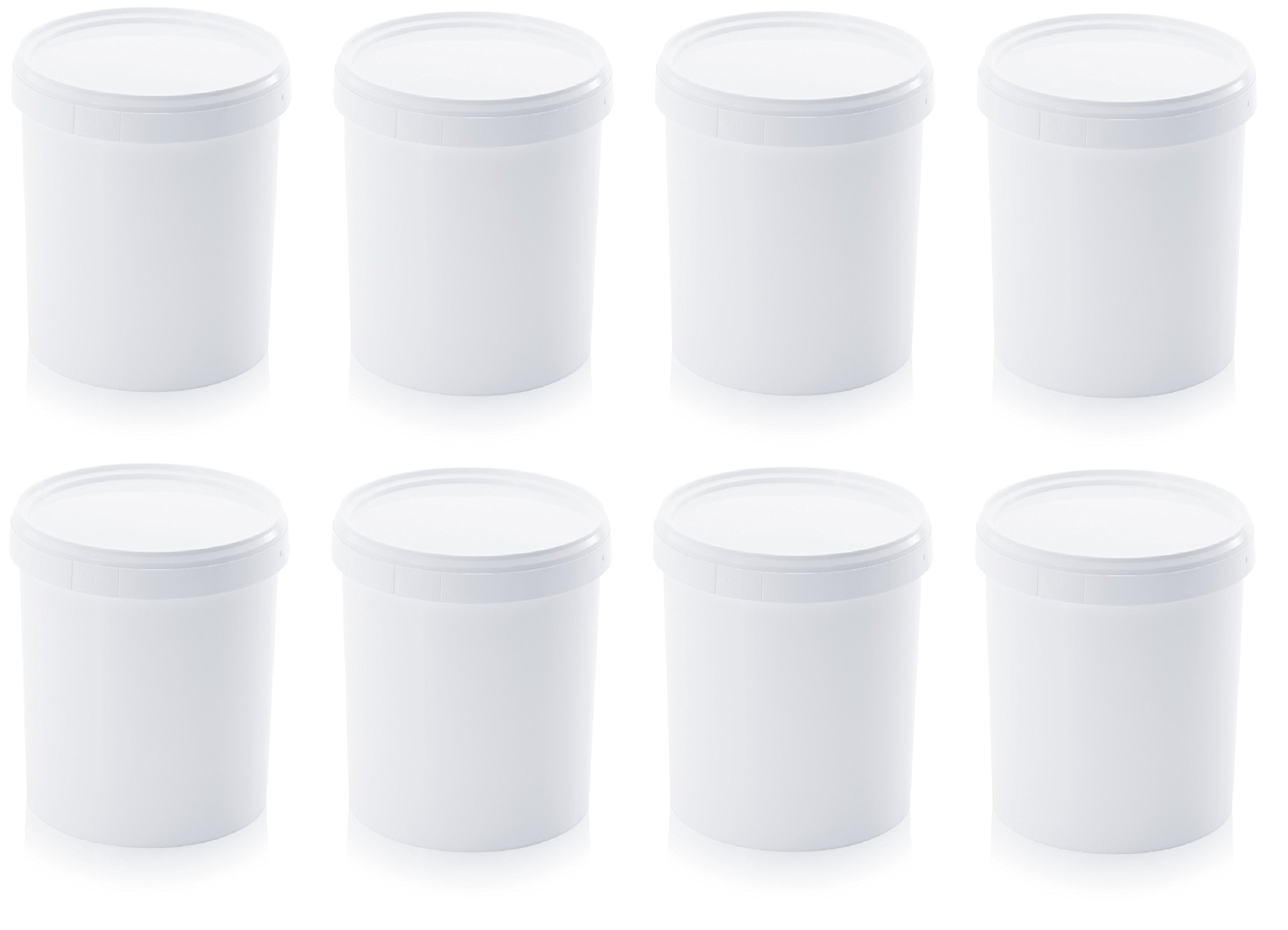 8x Eimer 20l mit Deckel * lebensmittelecht * 20 Liter * weiß * Kunststoffeimer * Hobbock