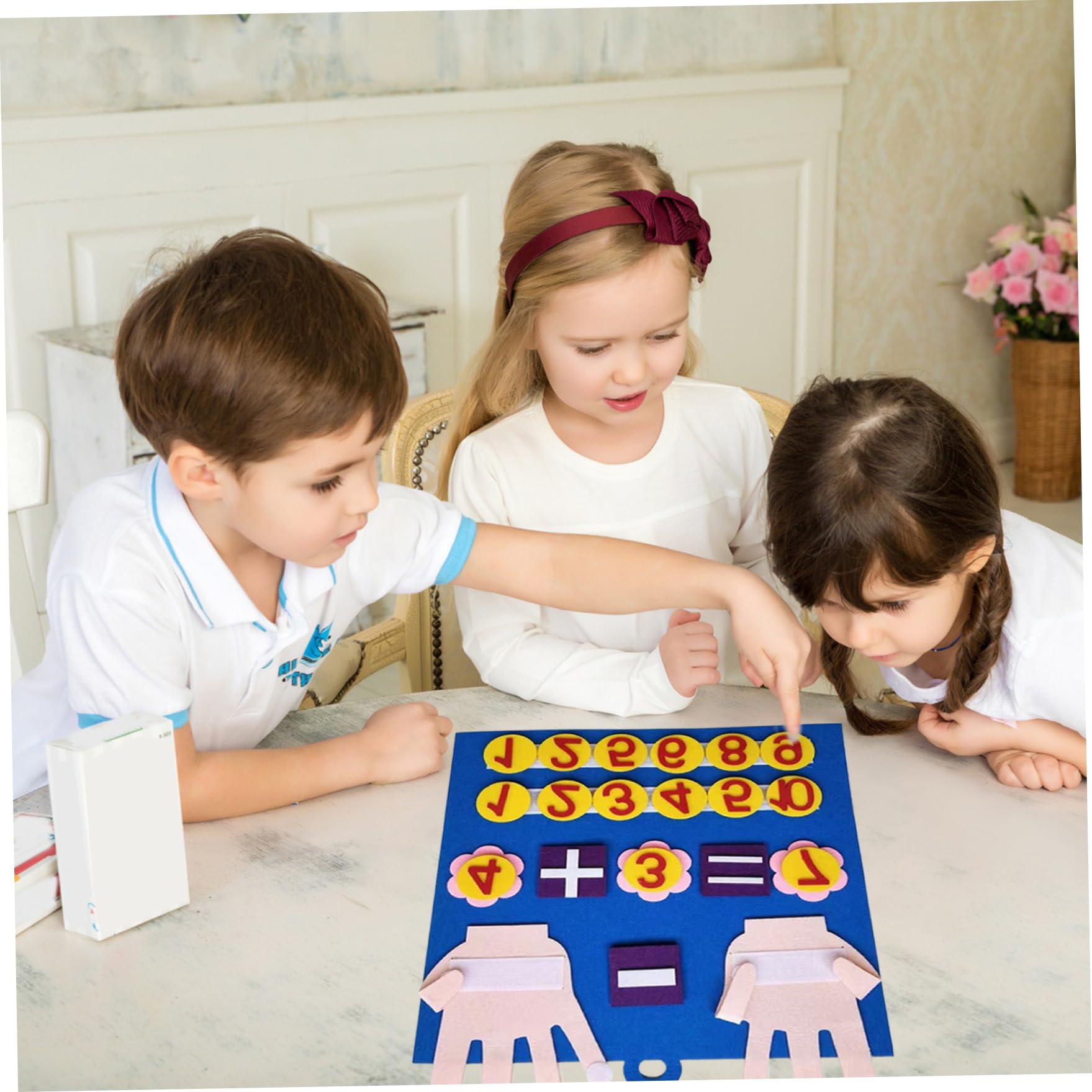Numeri da dito in feltro Giocattolo matematico per bambini Divertimento carino Educazione precoce Giocattoli di conteggio con anello per appendere Giocattoli di apprendimento vibranti fai-da-te Attiv