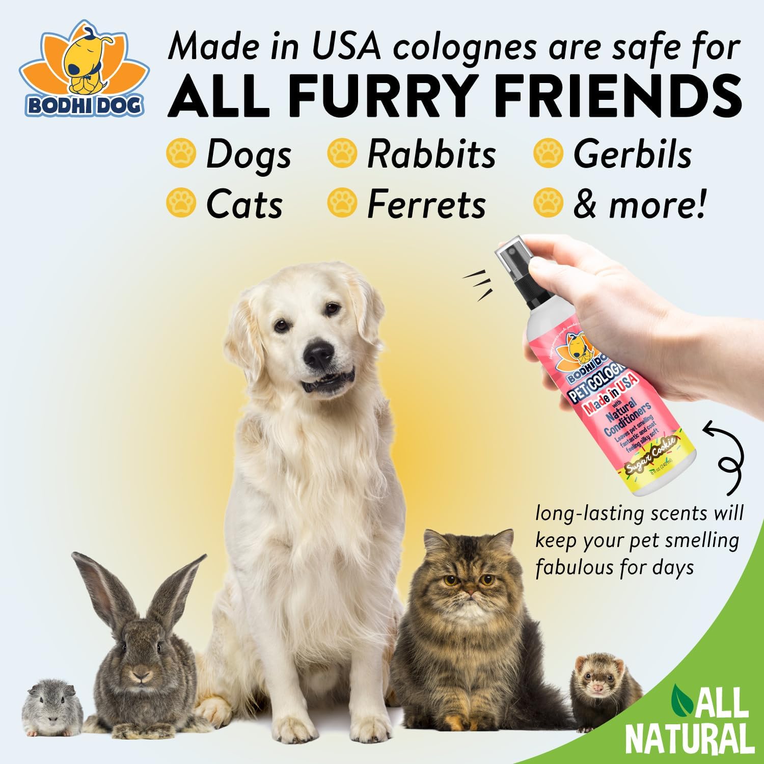Bodhi Dog Premium Dog Cologne - Deodorizing Dog Perfume & Conditioner for Dogs & Cats - Natural Long Lasting Spray - Keeps Pets Fresh All Day - Gentle, Safe Formula, Made in USA (Sugar Cookie 8 Fl Oz) - Image 5