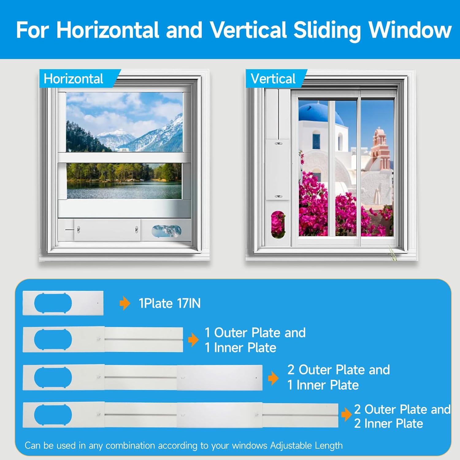 Window Dryer Vent Kit, Fit for Sliding Windows,for 4''/5''/6'' Duct Hose, for Warm Air Ducts, Portable Air Conditioners, Dryers, Grow Rooms Ventilation and Exhaust