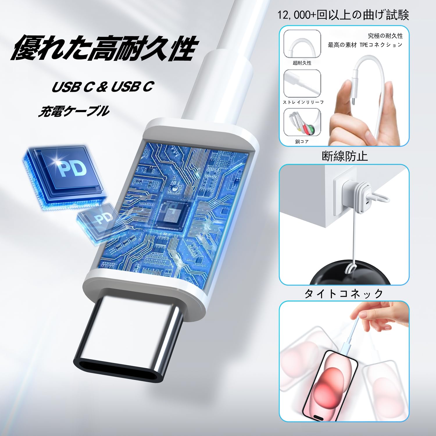 Type-C充電器 20W 2ポート急速充電 MFI/PSE認証済み PD&QC3.0対応