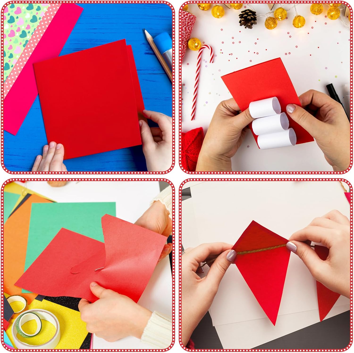 Ctosree 100 Sheets 12 x 12 Inches Cardstock Scrapbook Paper 180 Gsm 65lb Cover 120 lb Thick Heavyweight Creative Card Making Supplies for Printer Invitations Menus Collection DIY Projects (Red)