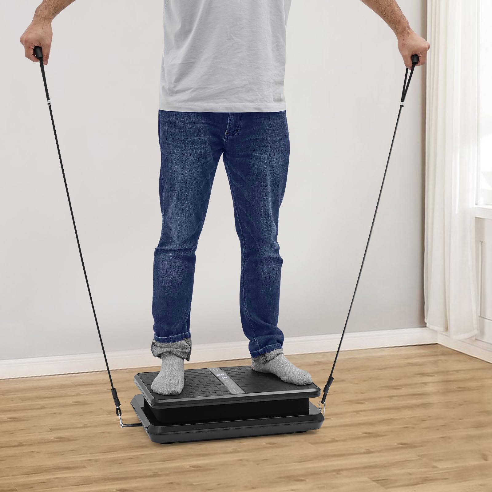 Płyta wibracyjna | płyta wibracyjna do treningu całego ciała | silnik 200 W | 1-99 stopni prędkości | nośność 150 kg | pilot zdalnego sterowania | w zestawie taśmy oporowe
