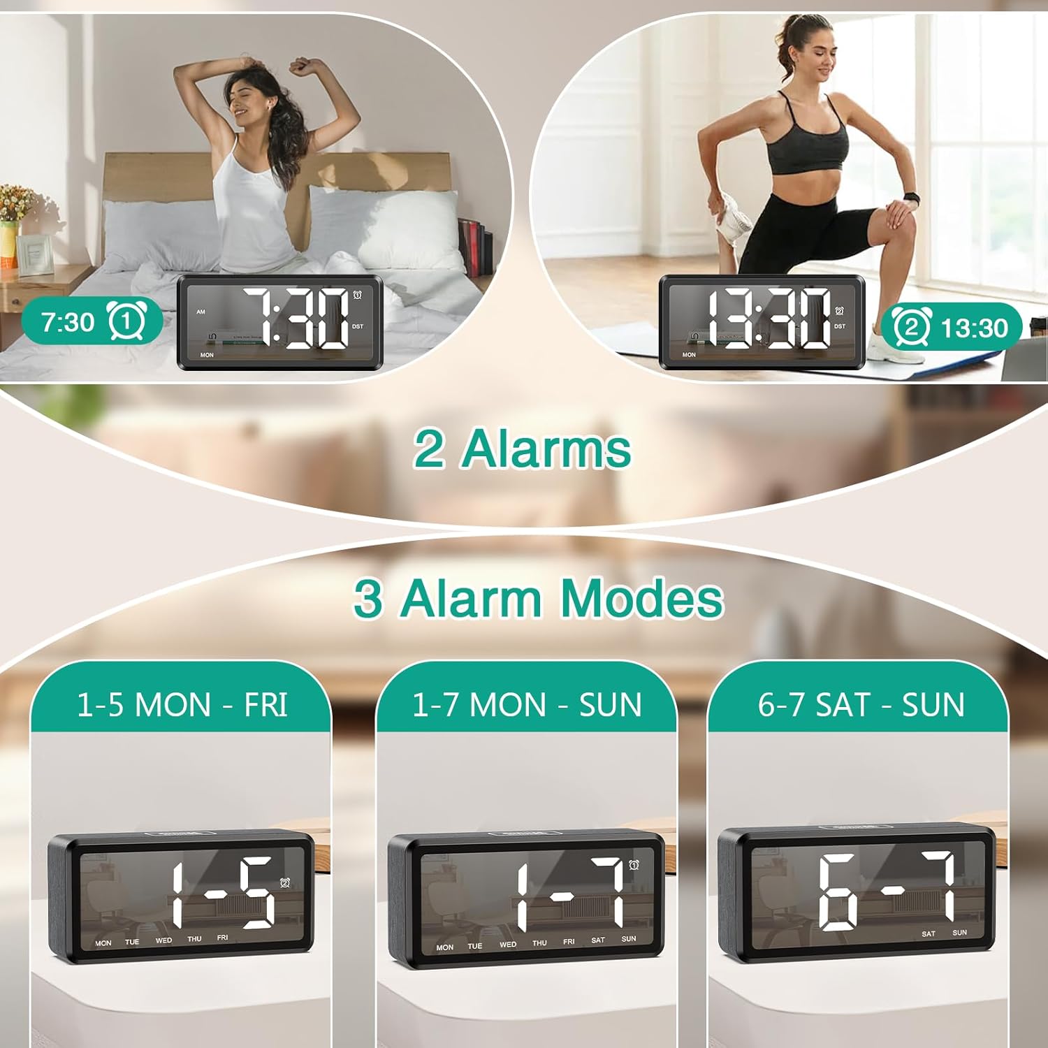 Five levels of alarm volume adjustment