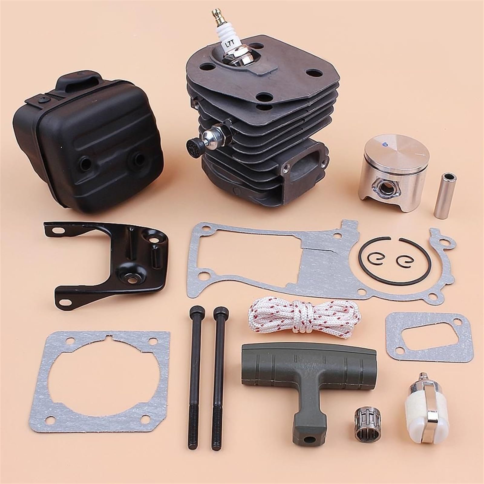 IWBR Silenciador de pistón de cilindro de 44mm, junta de escape, piezas de Motor de válvula aptas for motosierra HUSQVARNA 346 XP 350 351 353