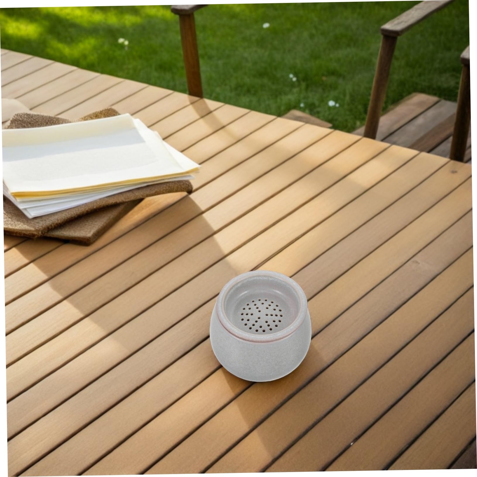 COLLBATH Ceramiczna Miska Do Filiżanek Do Herbaty z Sitkiem i Pokrywką Vintage Porcelanowa Wodę Ceremonii Gongfu Odporna Ciepło Łatwa Czyszczeniu Pojemna Zużytą Wodę